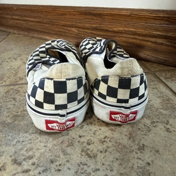Vans Kids Black and White Checkered Slip-On Sneakers - Picture 3 of 4